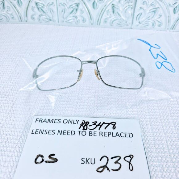 RAY BAN SUNGLASSES ITALY RB 3478 004 SILVER METAL FRAME REPLACEMENT PART ONLY - Picture 5 of 5